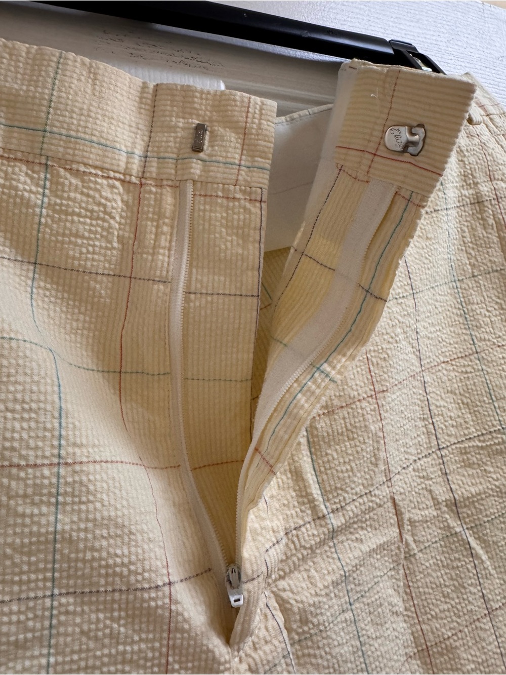 Vintage Land’s End size 38 Yellow seersucker shorts with check pattern preppy - Picture 5 of 8